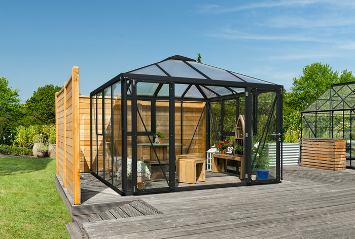 Växthus Fortuna 10200 Svart Glas/Poly 10,2 m² Vitavia